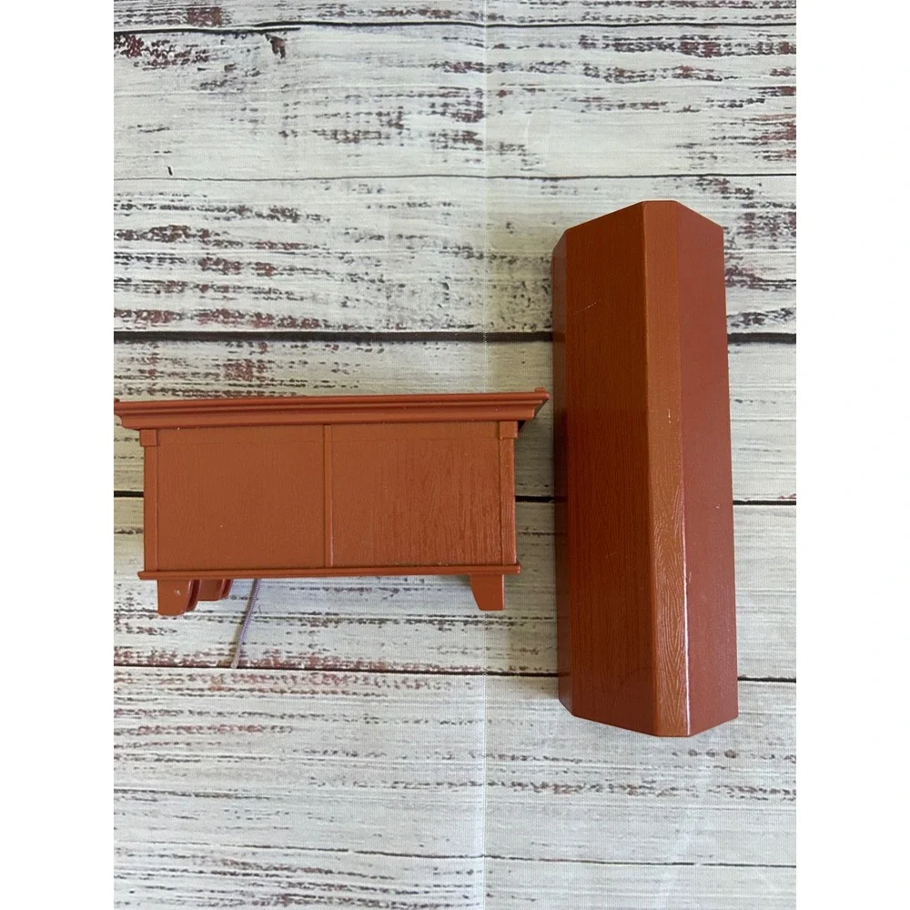 Fisher Price Loving Family Dollhouse Furniture Kids Brown Teal Bookshelf Console